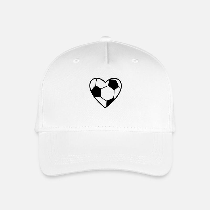 Fussball Herz 1c - Kinder Bio Basecap - Weiß