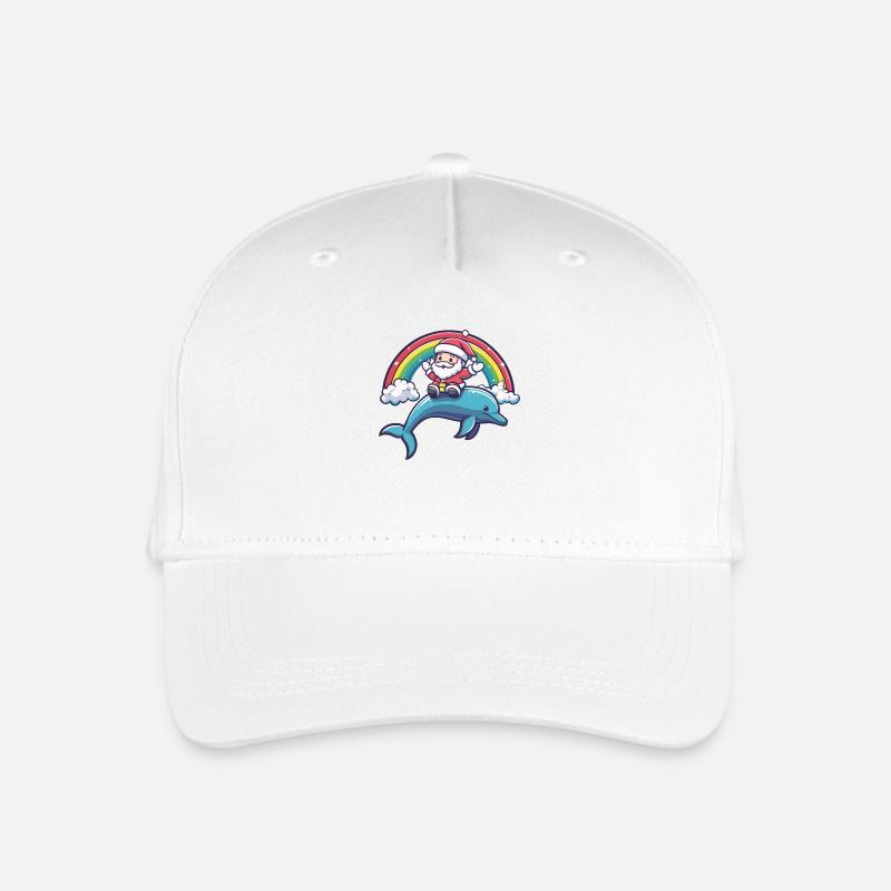 Delfin Weihnachtsmann Regenbogen - Kinder Bio Basecap - Weiß