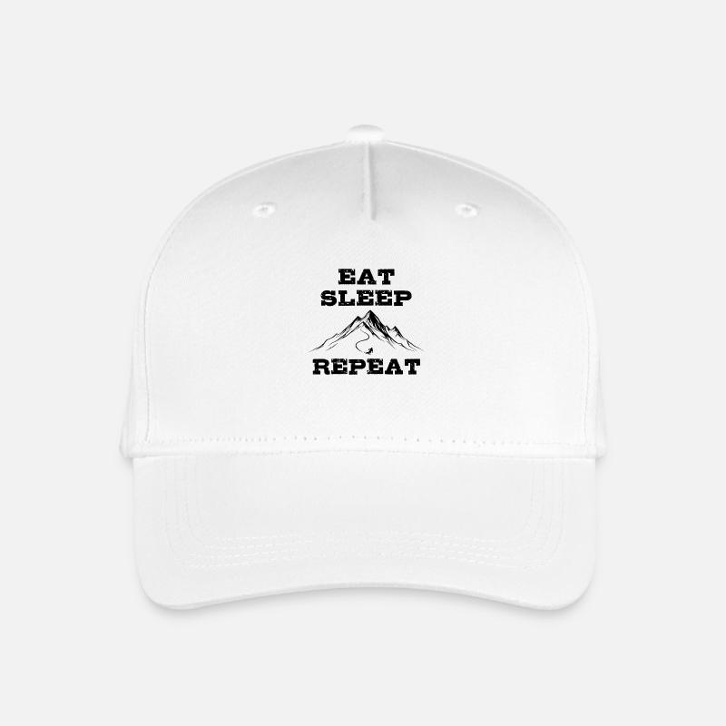 Eat Sleep Ski Repeat - Ski - Ski fahren - Kinder Bio Basecap - Weiß