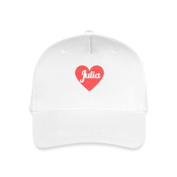 Julia Name Red Heart Love Fan Retro - Organic Kids’ Baseball Cap - white - Front