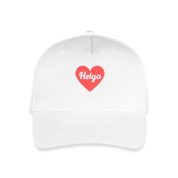 Helga Name Red Heart Love Fan Retro - Organic Kids’ Baseball Cap - white - Front