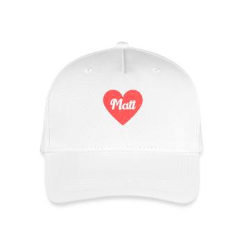 Matt Name Red Heart Love Fan Retro - Organic Kids’ Baseball Cap - white - Front