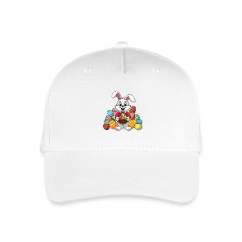 Lustiger Osterhase mit vielen bunten Ostereiern - Kinder Bio Basecap - Weiß - Vorne