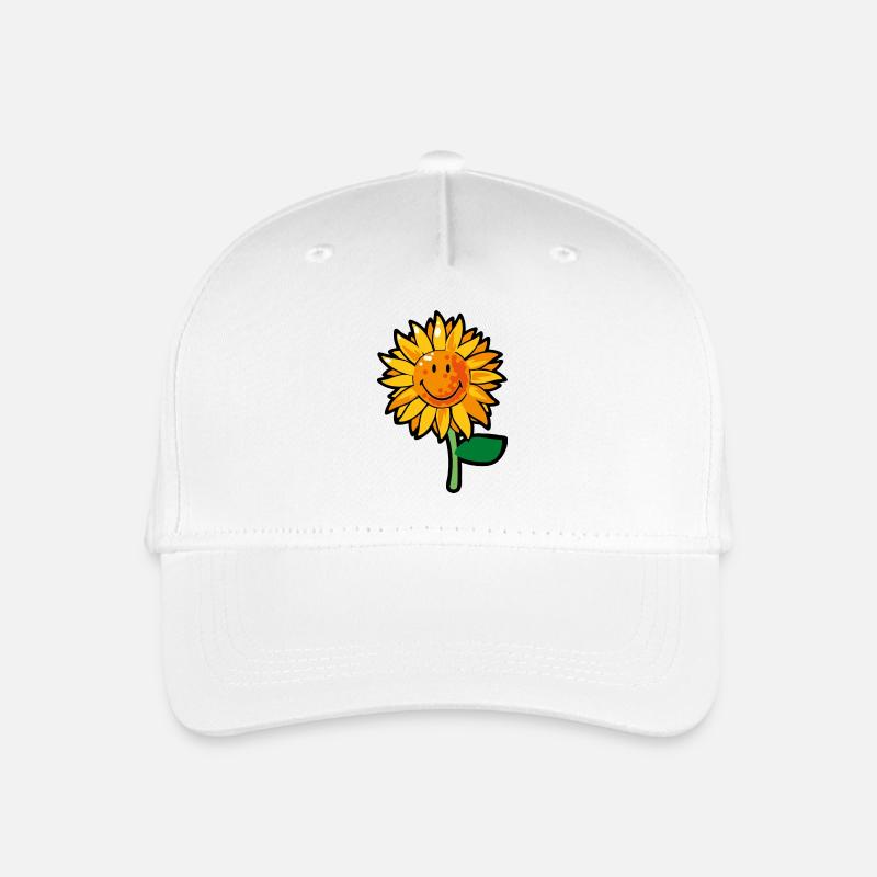 Smiley Sunflower - Kinder Bio Basecap - Weiß