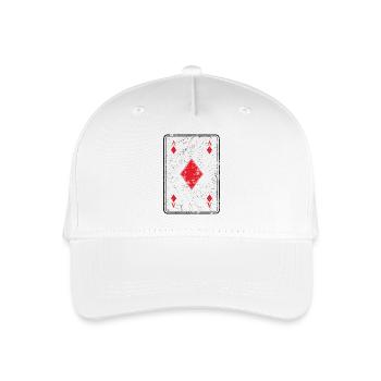 Poker und Skat Spielkarte Karoass im Used Look - Kinder Bio Basecap - Weiß - Vorne
