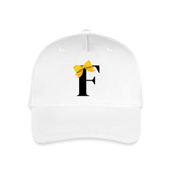 Letter f yellow bow - Organic Kids’ Baseball Cap - white - Front