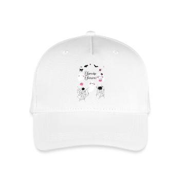 Schwarz und Pink illustrierte gruselige Jahreszeit - Kinder Bio Basecap - Weiß - Vorne