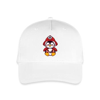 Brave Penguin Firefighter Rescuing - Organic Kids’ Baseball Cap - white - Front