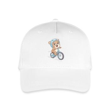 Süßer Radfahrer Bär mit Helm Fahrrad Sport - Kinder Bio Basecap - Weiß - Vorne