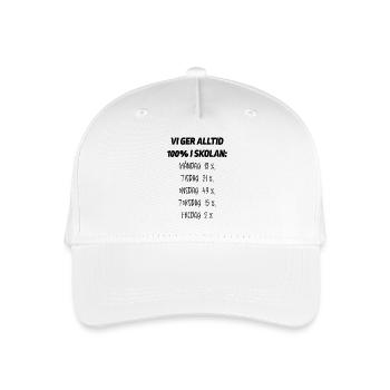 Klassenshirts Wir geben in der Schule immer 100% - Kinder Bio Basecap - Weiß - Vorne