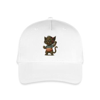 Katzen DJ im Americana-Look - Kinder Bio Basecap - Weiß - Vorne