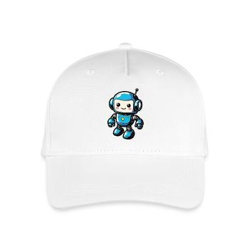 Blauer Roboterfreund Sticker - Kinder Bio Basecap - Weiß - Vorne