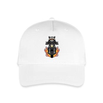 Cool Biker Waschbär Motorradflammen - Kinder Bio Basecap - Weiß - Vorne