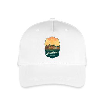 Stockholm Gamla Stan Retro Sunset Abzeichen - Kinder Bio Basecap - Weiß - Vorne