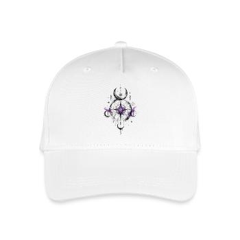 Cosmic Moon Sigil in Purple Nebula - Organic Kids’ Baseball Cap - white - Front