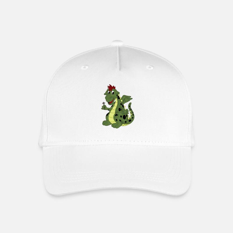 grüner glubschäugiger Drache - Kinder Bio Basecap - Weiß