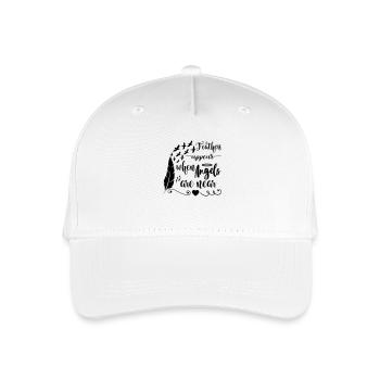 Feathers appear when angels are near - Organic Kids’ Baseball Cap - white - Front