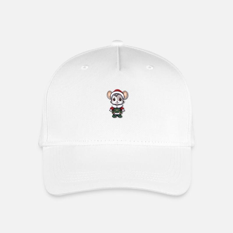 Maus Weihnachts Design - Kawaii Style - Kinder Bio Basecap - Weiß