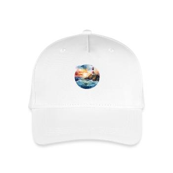 Majestic Lighthouse at Sunset with Crashing Waves - Organic Kids’ Baseball Cap - white - Front