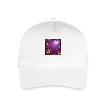 spooky purple forest in moonlight with pumpkins - Organic Kids’ Baseball Cap - white - Front