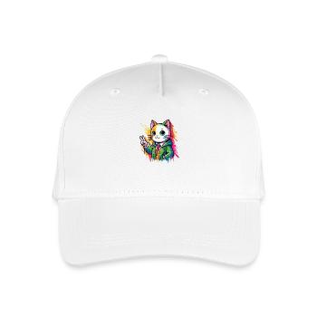 Peace Cat Peace Sign - Organic Kids’ Baseball Cap - white - Front