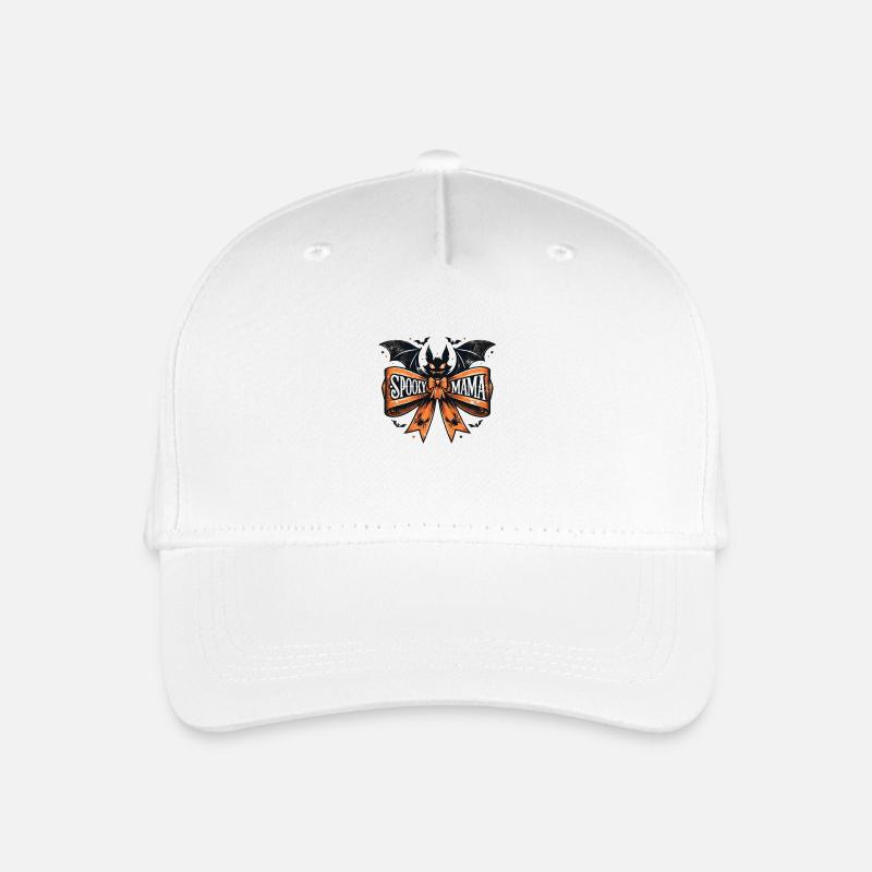 Spooky Mama Halloween Fledermaus mit Schleife - Kinder Bio Basecap - Weiß