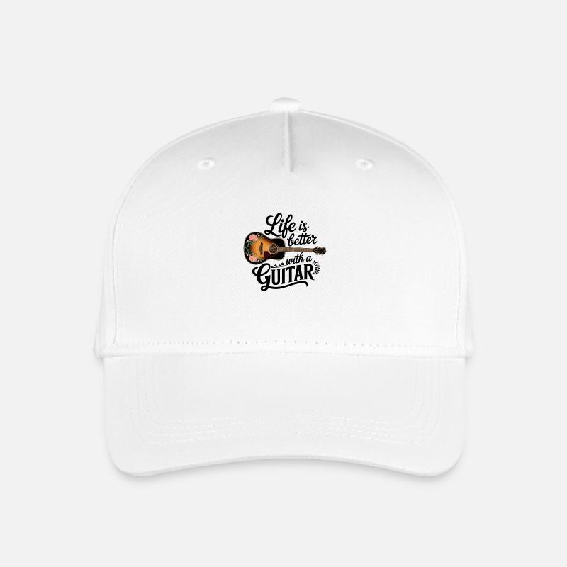 Life is Better with a Guitar – Akustikgitarre - Kinder Bio Basecap - Weiß