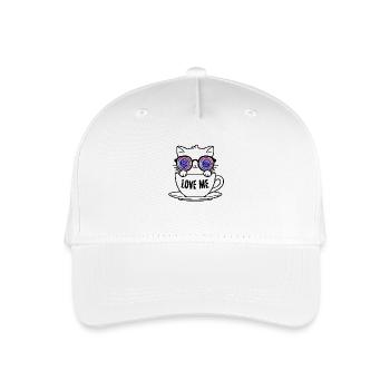 Schwarze Hypnose Katze mit bunten Augen in Tasse - Kinder Bio Basecap - Weiß - Vorne