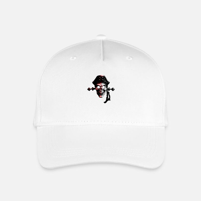 Pirat Comicart Red - Kinder Bio Basecap - Weiß