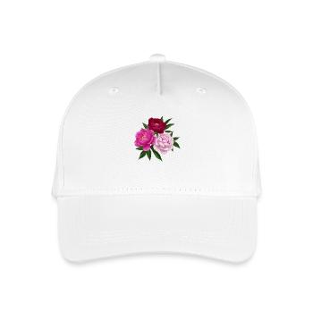 Peony pink white and red - Organic Kids’ Baseball Cap - white - Front