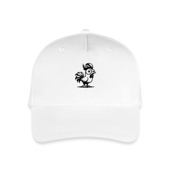 Lustiger Cartoon Hahn mit dem rockigen Haarschnitt - Kinder Bio Basecap - Weiß - Vorne