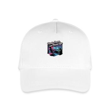 Pixels, Peace & Power-Ups – Gaming Setup - Organic Kids’ Baseball Cap - white - Front