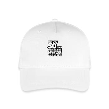 Ich bin 50 Jahre alt, aber 30 Jahre Erfahrung - Kinder Bio Basecap - Weiß - Vorne