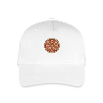 Pepperoni Pizza Motiv Cartoon Grafik - Kinder Bio Basecap - Weiß - Vorne