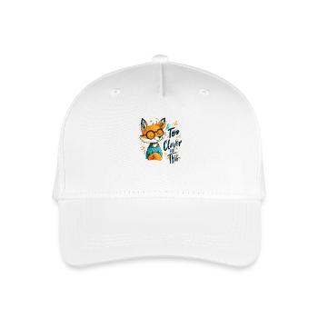 Schlauer Fuchs mit Brille – Too Clever for This. - Kinder Bio Basecap - Weiß - Vorne