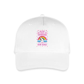 Einhorn Glitzer und Sternenstaub Erste Klasse pink - Kinder Bio Basecap - Weiß - Vorne