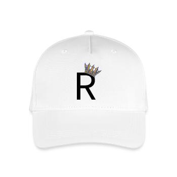 R mit Krone – Royal Typo Design - Kinder Bio Basecap - Weiß - Vorne