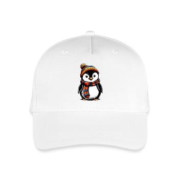 Pingouin avec bonnet et écharpe en laine - Casquette de baseball bio Enfant - blanc - Devant