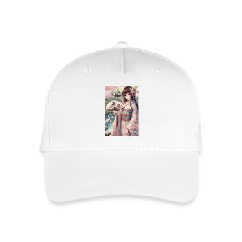 Elegante japanische Gelassenheit: Kimono, Kirschblüten - Kinder Bio Basecap - Weiß - Vorne