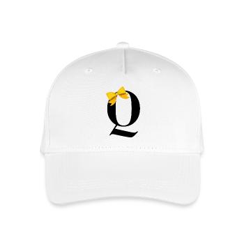 Buchstabe q gelbe Schleife - Kinder Bio Basecap - Weiß - Vorne