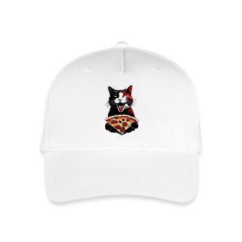 Katze Pizza Cat Street Art - Kinder Bio Basecap - Weiß - Vorne