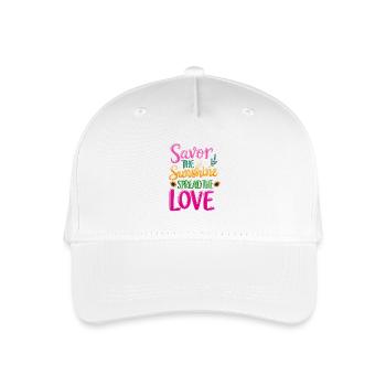 Savor the Sun Spread the Love -Quote - Organic Kids’ Baseball Cap - white - Front