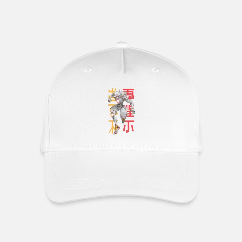 Futuristic Wolf Mecha Design - Organic Kids’ Baseball Cap - white