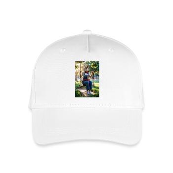 Humanoides Känguru auf Schaukel - Kinder Bio Basecap - Weiß - Vorne