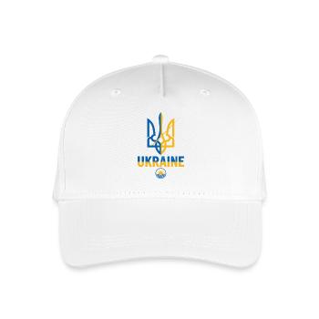 Dreizack-Wappen in Blau und Gelb - Kinder Bio Basecap - Weiß - Vorne