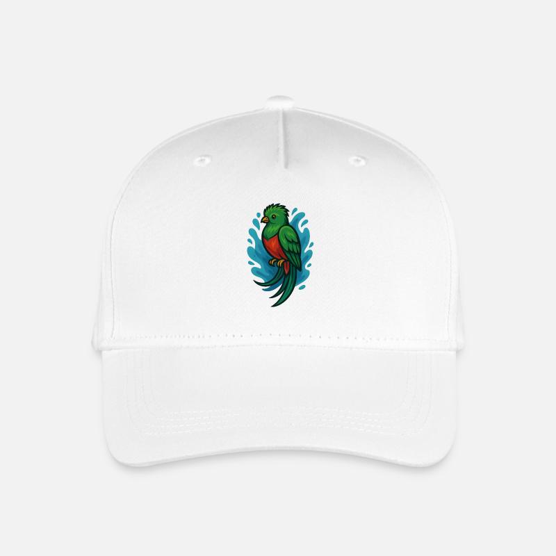 Grüner Quetzal-Vogel mit blauem Aquarell - Kinder Bio Basecap - Weiß