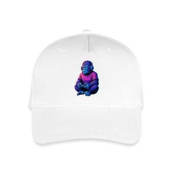 Gorilla Gaming Gamer Zocken Zocker Videospiele - Kinder Bio Basecap - Weiß - Vorne