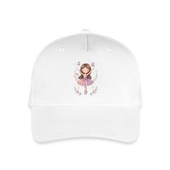 Ballerina Mädchen – Süßes Ballett Design mit Stern - Kinder Bio Basecap - Weiß - Vorne
