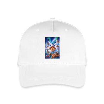 Shark with pizza & space dogs - Organic Kids’ Baseball Cap - white - Front