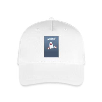 I Need Coffee Funny Shark Design - Kinder Bio Basecap - Weiß - Vorne